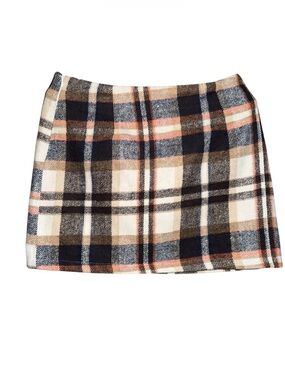 Women's High Waist Plaid Skirt Bodycon Pencil Wool Mini Skirts L